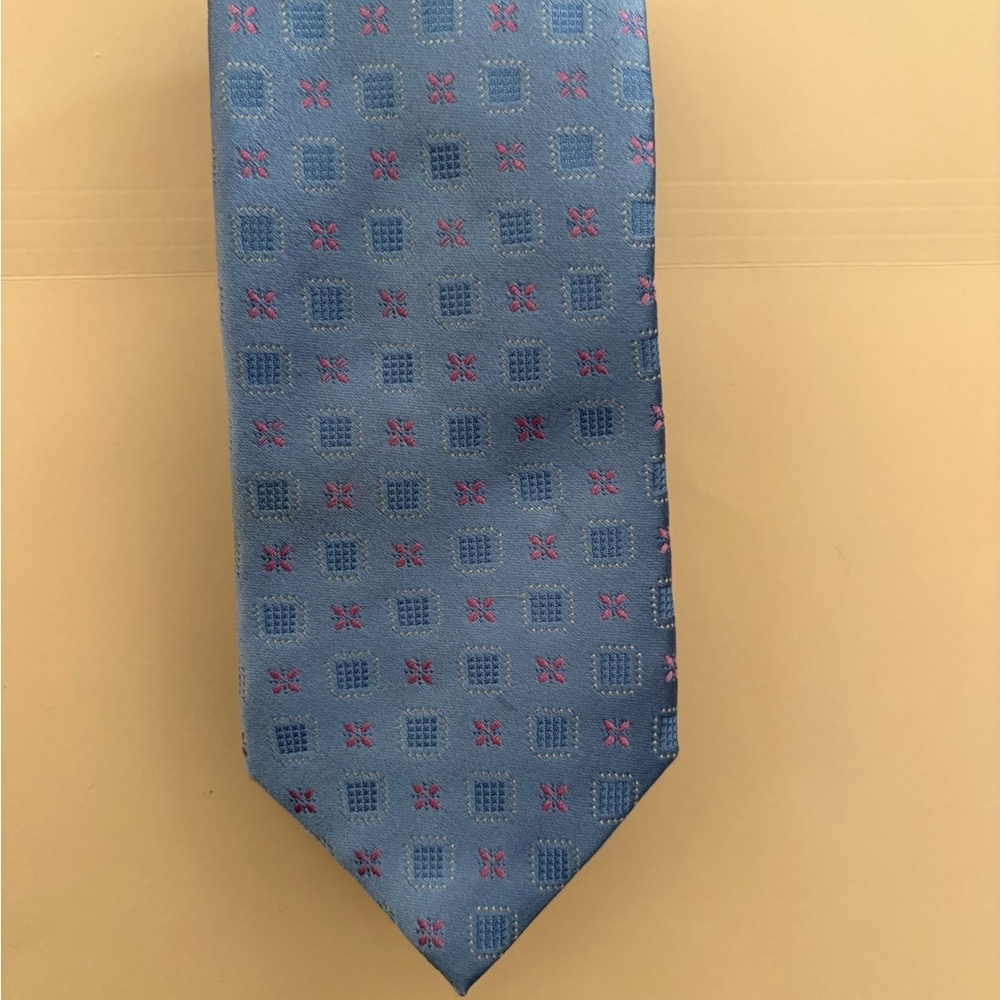 Canali Blue Tie with Pink Accents